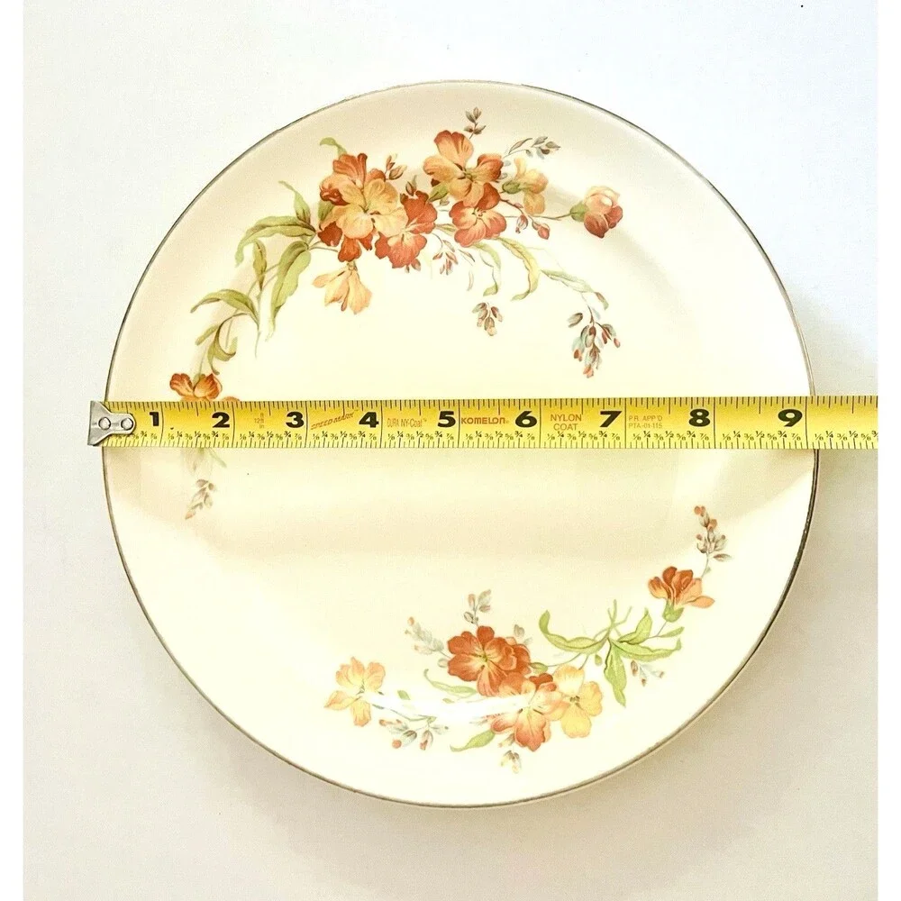 Set Of 4 Hall Luncheon plates in the 1940 Serenade pattern 9 Inch Gold Trim